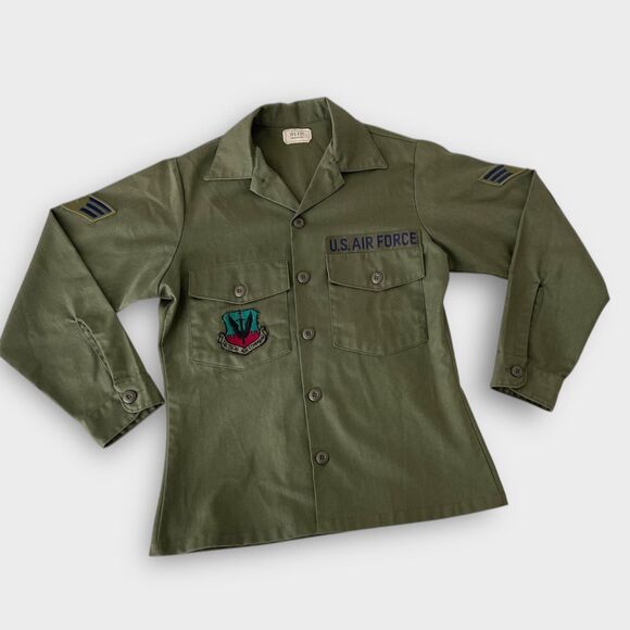 VTG US Air Force Military Army Jacket Shirt S/M Green Utility Uniform 14.5x31 - Picture 12 of 12